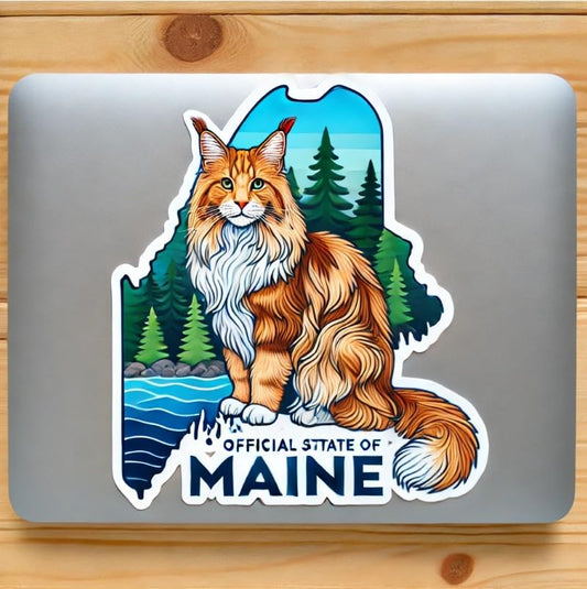Vinyl sticker: Maine Coon Cat Sticker Vinyl Decal for Laptop, Wall, Car, Window, Bumper, Waterproof Truck, Auto, Water Bottle. Variation 19