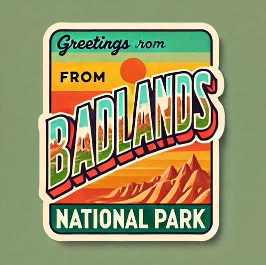 Vinyl sticker: Badlands National Park Sticker - Retro Postcard Decal for Laptop, Wall, Car, Window, Bumper, Truck, Waterproof Vinyl for Water Bottle and Auto (4)