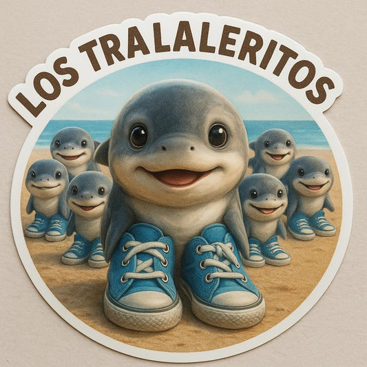 Vinyl sticker: Los Tralaleritos Sticker – Realistic Baby Shark Vinyl Decal in Blue Sneakers for Laptop, Wall, Car, Window, Bumper – Waterproof Auto Truck Water Bottle Cartoon Beach Animal Design – Variation 4