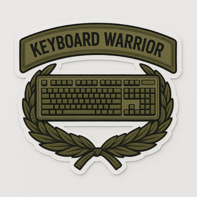 Vinyl sticker: Keyboard Warrior Olive Drab Laptop Wall Car Window Bumper Sticker Decal Truck Waterproof Auto Water Bottle Military Patch Style Emblem for Soldiers and Coders