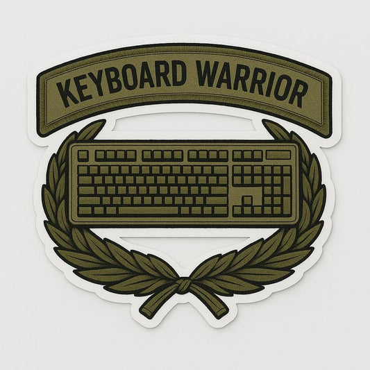 Vinyl sticker: Keyboard Warrior Olive Drab Laptop Wall Car Window Bumper Sticker Decal Truck Waterproof Auto Water Bottle Military Patch Style Emblem for Soldiers and Coders