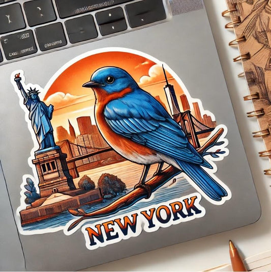 Vinyl sticker: Eastern Bluebird Sunset NYC Sticker – Laptop Wall Car Window Bumper Decal Truck Waterproof Auto Water Bottle