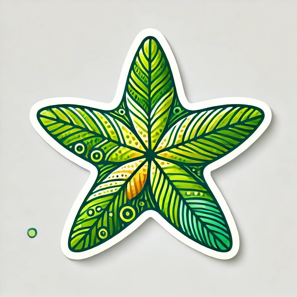 Vinyl sticker: Green Nature-Inspired Starfish Laptop Wall Car Window Bumper Sticker Decal Truck Waterproof Auto Water Bottle (4)