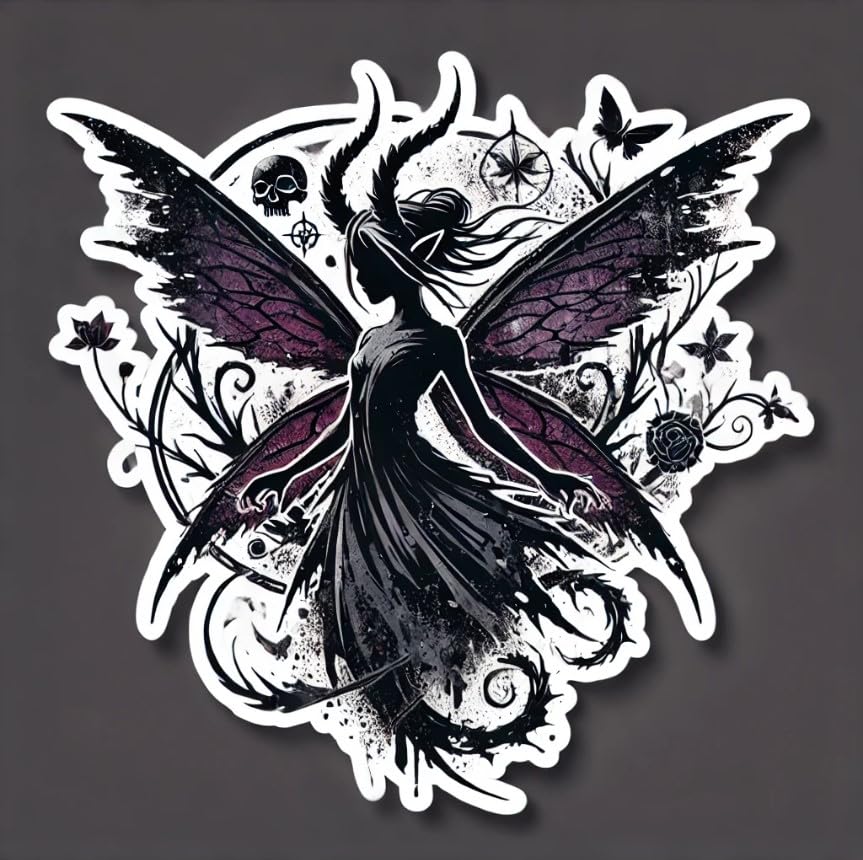 Vinyl sticker: Dark Fairy Grunge Sticker for Laptop, Wall, Car Window, Bumper, Waterproof Truck Decal, Auto Water Bottle Decor