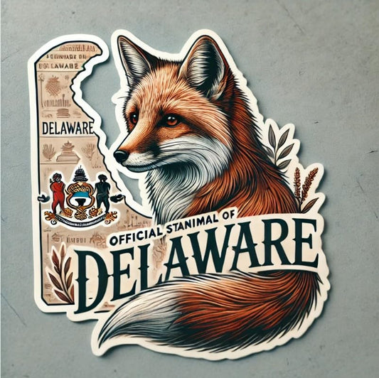 Vinyl sticker: Gray Fox Delaware State Animal Laptop Wall Car Window Bumper Sticker Decal Truck Waterproof Auto Water Bottle. Variation 23