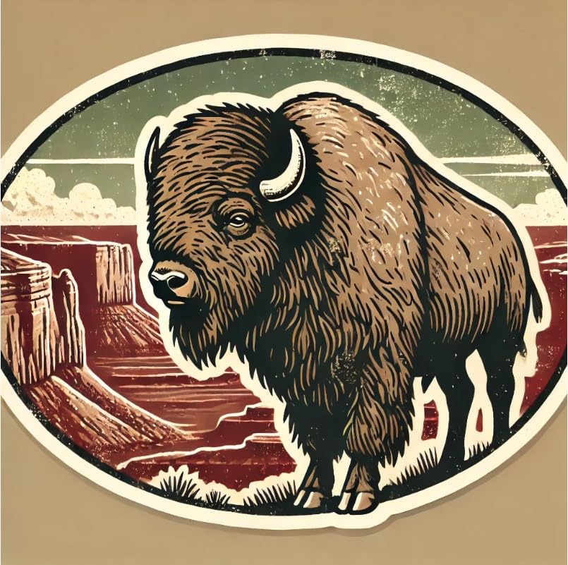 Vinyl sticker: Canyon Bison Wall Sticker for Car, Laptop, Window, Bumper, Waterproof Vinyl Decal for Trucks, Auto, Water Bottles