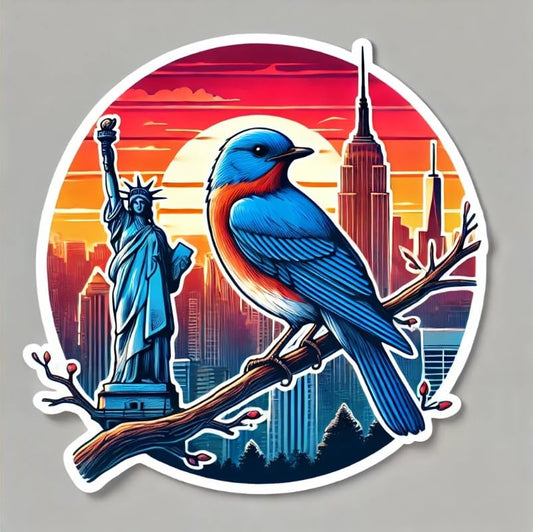 Vinyl sticker: Eastern Bluebird Vibrant NYC Sunset Sticker – Laptop Wall Car Window Bumper Decal Truck Waterproof Auto Water Bottle (6)