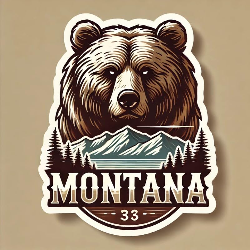 Vinyl sticker: Montana Spirit Grizzly Bear Laptop Wall Car Window Bumper Sticker Decal Truck Waterproof Auto Water Bottle. Variation 30 (4)
