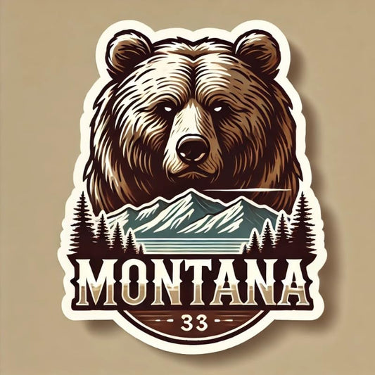 Vinyl sticker: Montana Spirit Grizzly Bear Laptop Wall Car Window Bumper Sticker Decal Truck Waterproof Auto Water Bottle. Variation 30 (4)