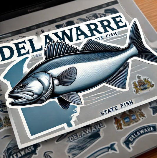 Vinyl sticker: Bold Gray Weakfish Delaware Elegant Laptop Wall Car Window Bumper Sticker Decal Truck Waterproof Auto Water Bottle