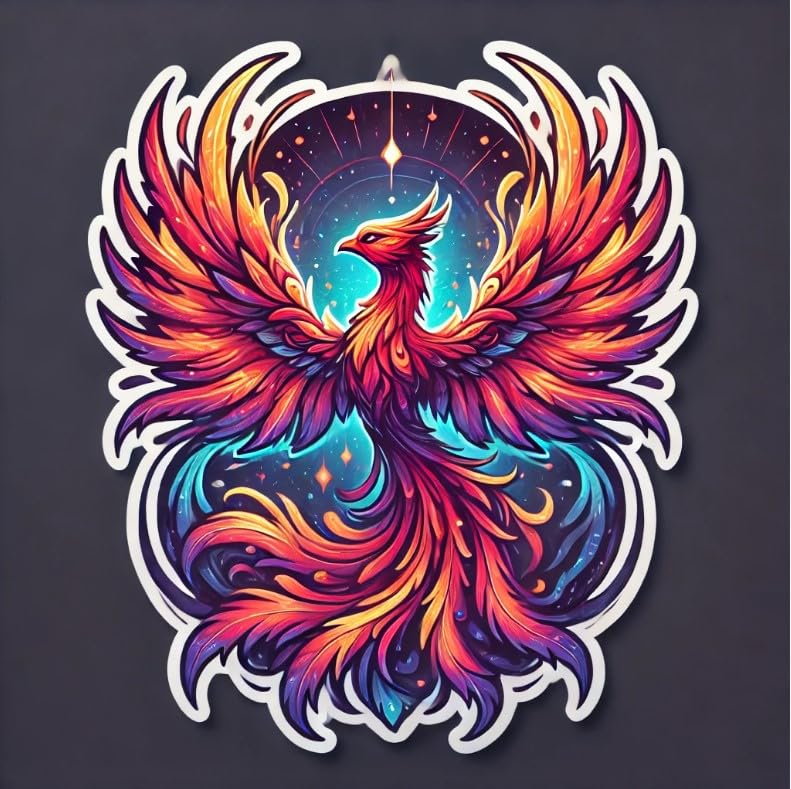 Vinyl sticker: Mystical Phoenix Sticker Decal for Laptop, Wall, Car, Window, Waterproof Vinyl Bumper, Auto, Truck, and Water Bottle