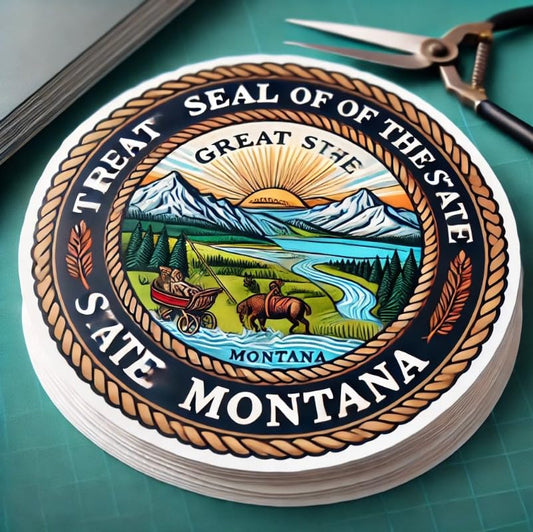 Vinyl sticker: Montana State Seal Vinyl Sticker for Laptop, Wall, Car, Window, Bumper, Decal, Truck, Waterproof, Auto, Water Bottle – Official Emblem Design (6)