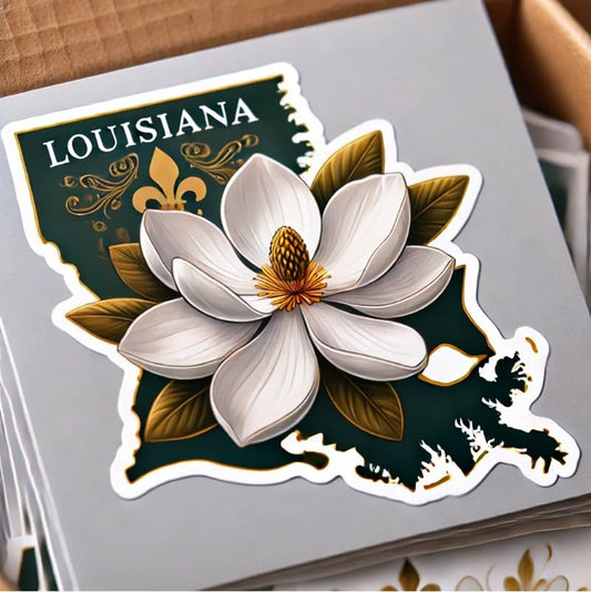 Vinyl sticker: Magnolia Louisiana State Symbol Decal for Laptop Car Window Bumper Truck Waterproof Vinyl Sticker Auto Water Bottle (4)