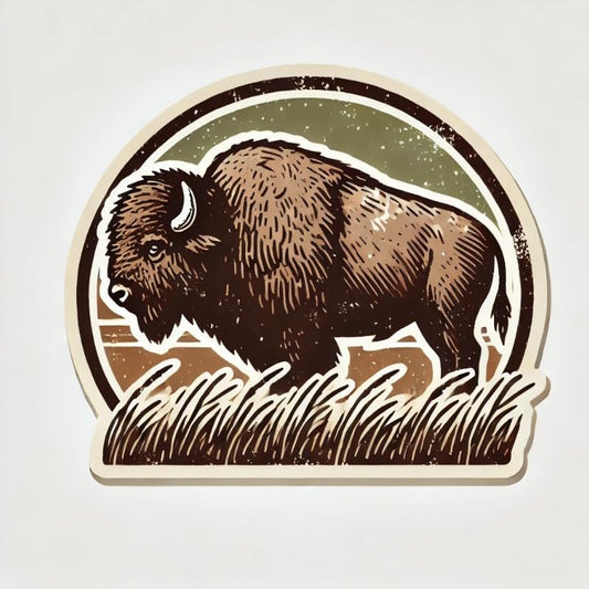 Vinyl sticker: Prairie Heritage Bison Wall Sticker for Car, Laptop, Window, Bumper, Waterproof Vinyl Decal for Trucks, Auto, Water Bottles (4)