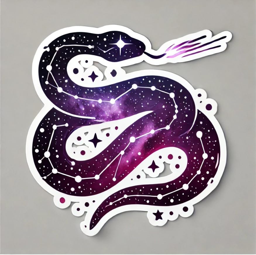 Vinyl sticker: Celestial Snake Sticker with Constellations and Milky Way Design for Laptop, Wall, Car, Window, Bumper, Truck, Waterproof Decal, Auto, and Water Bottle (6)