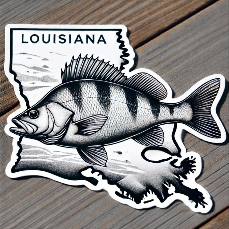 Vinyl sticker: White Perch Louisiana State Fish Sticker for Car Window Laptop Truck Bumper Waterproof Decal Auto Water Bottle