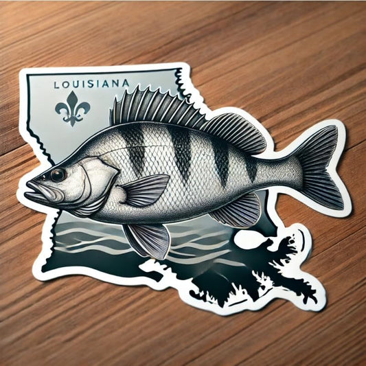 Vinyl sticker: White Perch Louisiana Fishing Decal Sticker for Laptop Car Window Bumper Truck Waterproof Auto Water Bottle