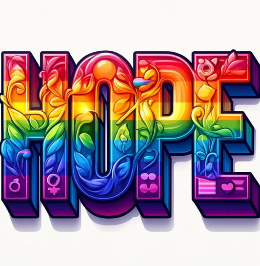 Vinyl sticker: Hope LGBTQ+ Pride Sticker Decal for Laptop, Wall, Car, Window, Bumper, Waterproof, Truck, Water Bottle Pride Sticker Decal for Laptop, Wall, Car, Window, Bumper, Waterproof, Truck, Water Bottle