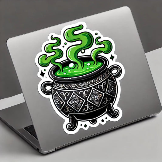 Vinyl sticker: Witch's Cauldron with Bubbling Potion Sticker for Laptop, Wall, Car, Window, Bumper, and Water Bottle - Waterproof Vinyl Decal for Truck and Auto (4)