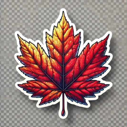 Vinyl sticker: Vibrant Autumn Leaf Sticker for Laptop, Wall, Car, Window, Bumper, Truck, Waterproof Decal - Realistic Design