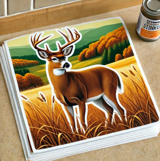 Vinyl sticker: White-Tailed Deer Autumn Field Vinyl Sticker for Laptop, Wall, Car, Window, Bumper, Truck, Waterproof Auto, Water Bottle. Variation 3 (4)