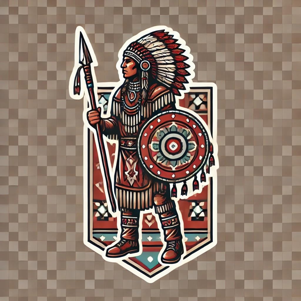 Vinyl sticker: Native American Warrior Laptop, Wall, Car, Window, Bumper, Sticker, Decal - Waterproof, Auto, Water Bottle, Truck, Durable Vinyl, Strength and Protection Design (8)