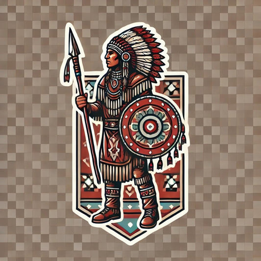 Vinyl sticker: Native American Warrior Laptop, Wall, Car, Window, Bumper, Sticker, Decal - Waterproof, Auto, Water Bottle, Truck, Durable Vinyl, Strength and Protection Design (8)