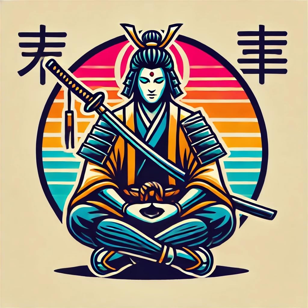 Vinyl sticker: Meditative Samurai Warrior Sticker for Laptop, Wall, Car, Window, Bumper, Truck, Waterproof Auto Water Bottle