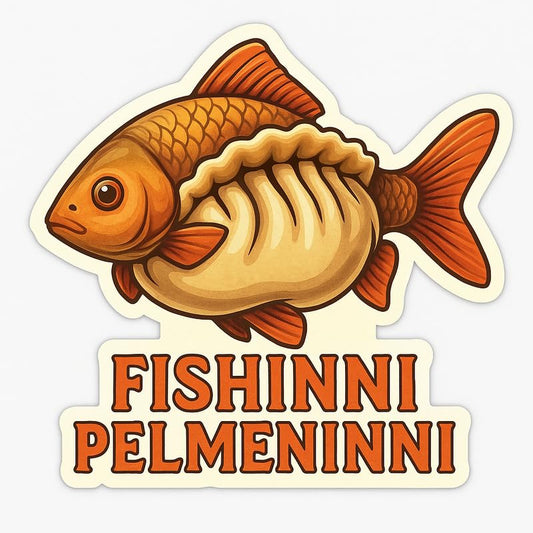 Vinyl sticker: Laptop Wall Car Window Bumper Sticker Decal Truck Waterproof Auto Water Bottle Fishinni Pelmeninni Funny Dumpling Fish Hybrid Meme Vinyl Art Without Text