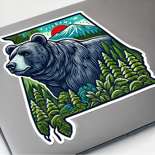 Vinyl sticker: Alabama Black Bear Wall, Car, Window, Bumper Sticker Decal – Waterproof Forest Wildlife Design for Laptops and Trucks (6)