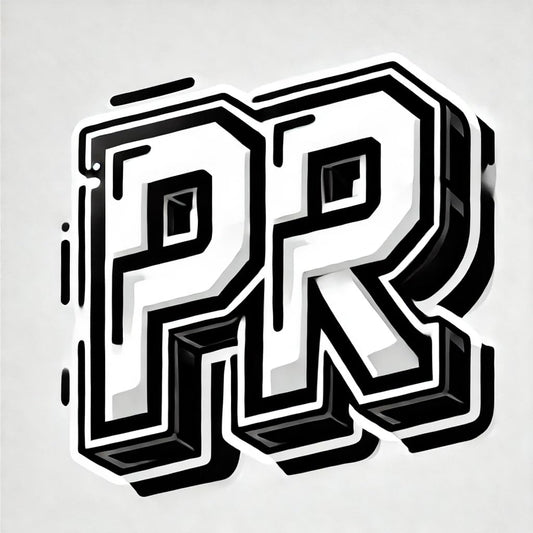 Vinyl sticker: Bold Black and White PR Puerto Rico Logo Sticker Decal for Laptop, Wall, Car, Window, Bumper, Truck, Waterproof Auto, Water Bottle. (6)