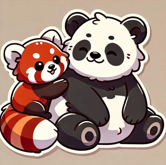 Vinyl sticker: Red Panda and Giant Panda Duo - Laptop Wall Car Window Bumper Sticker Decal for Truck, Waterproof Auto Decoration, Water Bottle
