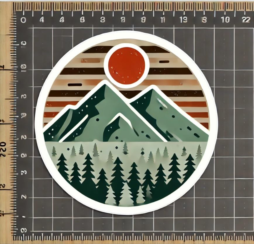 Vinyl sticker: Minimalist Wanderlust Sticker – Mountain Range and Forest Decal, Ideal for Car, Laptop, Water Bottle, Window, Truck, Bumper (6)