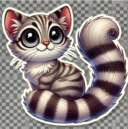 Vinyl sticker: Ring-Tailed Cat Whimsical Fantasy Laptop Wall Car Window Bumper Sticker Decal Truck Waterproof Auto Water Bottle (4)