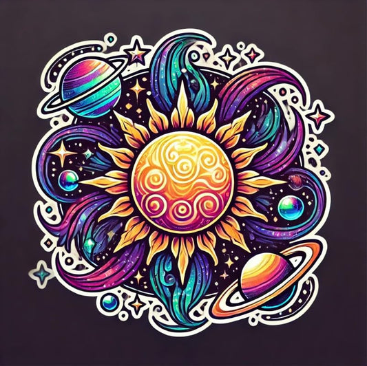 Vinyl sticker: Galaxy Sun Sticker Decal for Car, Laptop, Window, Wall, Bumper, Waterproof Vinyl Space Decor