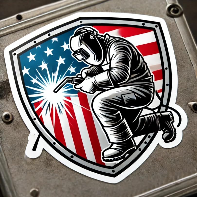 Vinyl sticker: American Welder with Patriotic Shield Sticker - USA Flag Welding Decal for Laptop, Wall, Car, Window, Bumper, Truck, Waterproof Vinyl for Water Bottle and Auto (6)