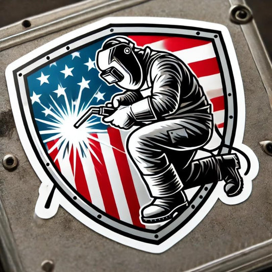 Vinyl sticker: American Welder with Patriotic Shield Sticker - USA Flag Welding Decal for Laptop, Wall, Car, Window, Bumper, Truck, Waterproof Vinyl for Water Bottle and Auto (6)