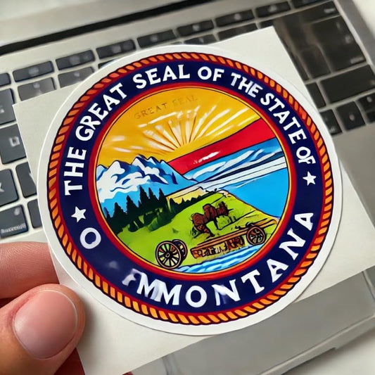 Vinyl sticker: Montana State Emblem Sticker for Laptop, Wall, Car, Window, Bumper, Decal, Truck, Waterproof, Auto, Water Bottle – Official Western Symbol