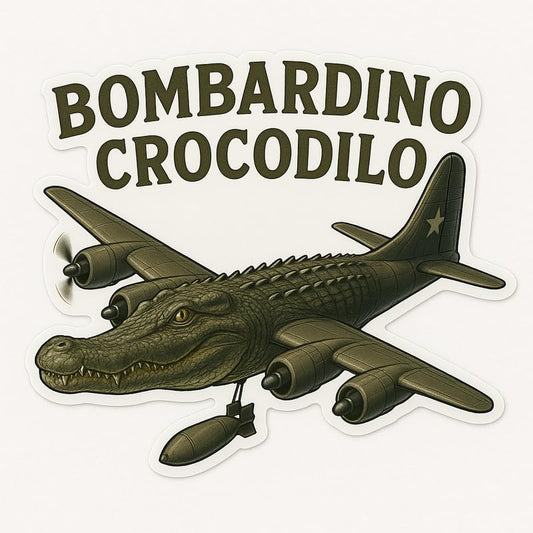 Vinyl sticker: Waterproof Bombardino Crocodilo Sticker for Laptop Wall Car Window Bumper Decal Truck Auto Water Bottle – Dark Blue WWII Crocodile Bomber with Bomb Drop 4in