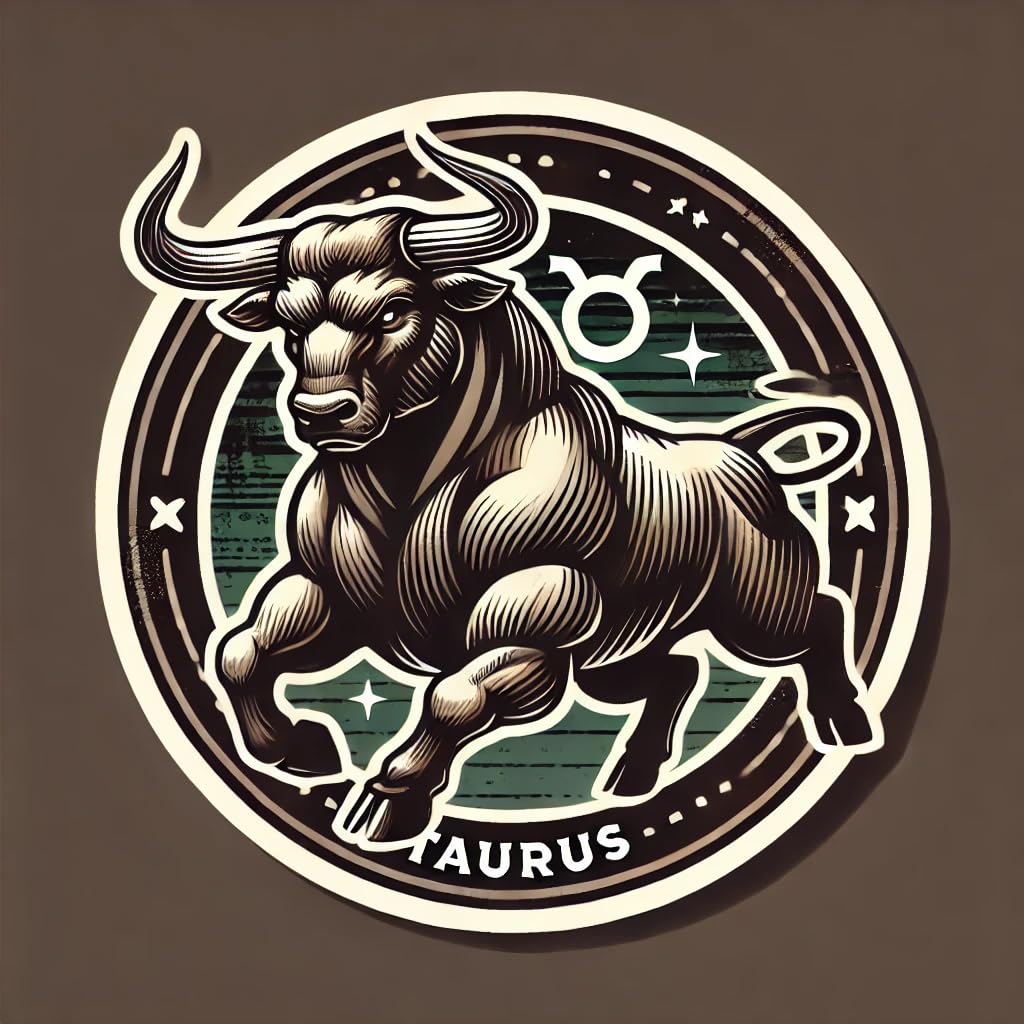 Vinyl sticker: Waterproof Taurus Bull Zodiac Sticker for Laptop, Wall, Car, Window, Bumper, Truck, and Water Bottle – Robust and Dynamic Design in Earthy Tones (4)