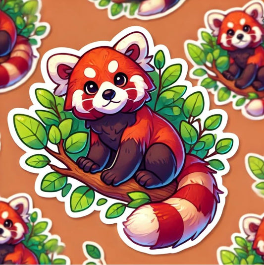 Vinyl sticker: Red Panda Sitting on Branch - Laptop Wall Car Window Bumper Sticker Decal for Truck, Waterproof Auto Decoration, Water Bottle (6)