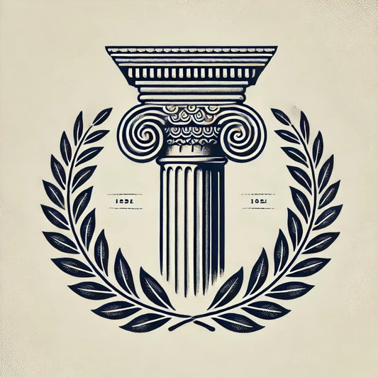 Vinyl sticker: Corinthian Column with Textured Laurel Wreath