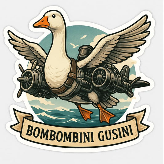 Vinyl sticker: Waterproof Bumper Sticker of Bombombini Gusini Goose Jet Decal for Laptop Wall Car Window Truck Auto Water Bottle – Meme Steampunk Fighter Bird Design 4 in