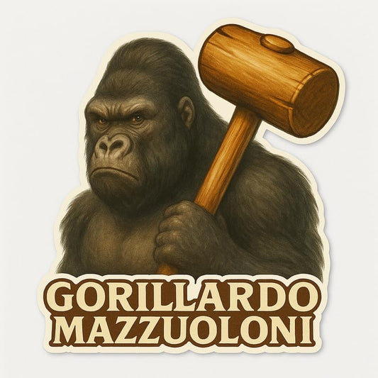Vinyl sticker: Waterproof Funny Gorilla Hammer Sticker for Laptop Wall Car Window Bumper Decal Truck Auto Water Bottle with Cartoon Vintage Muscle Ape Design