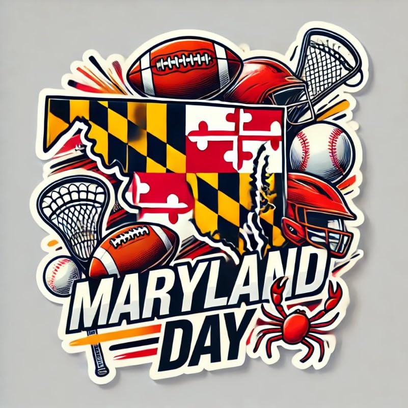 Vinyl sticker: Maryland Day Laptop Wall Car Window Bumper Sticker Decal Truck Waterproof Auto Water Bottle Sports State Flag Lacrosse Design (4)