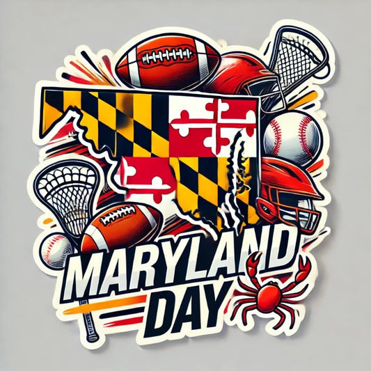 Vinyl sticker: Maryland Day Laptop Wall Car Window Bumper Sticker Decal Truck Waterproof Auto Water Bottle Sports State Flag Lacrosse Design (4)
