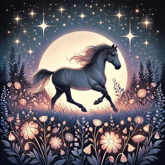 Vinyl sticker: Mystical American Morgan Horse Moonlit Meadow Sticker – Waterproof Vinyl Decal for Laptop, Wall, Car, Window, Bumper, Truck, Auto, Water Bottle