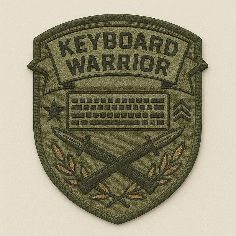 Vinyl sticker: Keyboard Warrior Tactical Army Laptop Wall Car Window Bumper Sticker Decal Truck Waterproof Auto Water Bottle Military Badge with Bayonets and Laurel Emblem