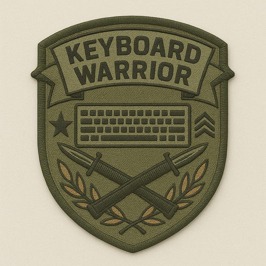 Vinyl sticker: Keyboard Warrior Tactical Army Laptop Wall Car Window Bumper Sticker Decal Truck Waterproof Auto Water Bottle Military Badge with Bayonets and Laurel Emblem