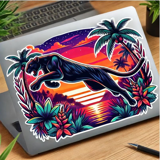 Vinyl sticker: Florida Panther Sticker - Dynamic Wildlife Symbol Decal for Laptop, Car, Window, Bumper, and Water Bottle.